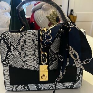 NWT - Aldo Black and White Snake Print Handbag